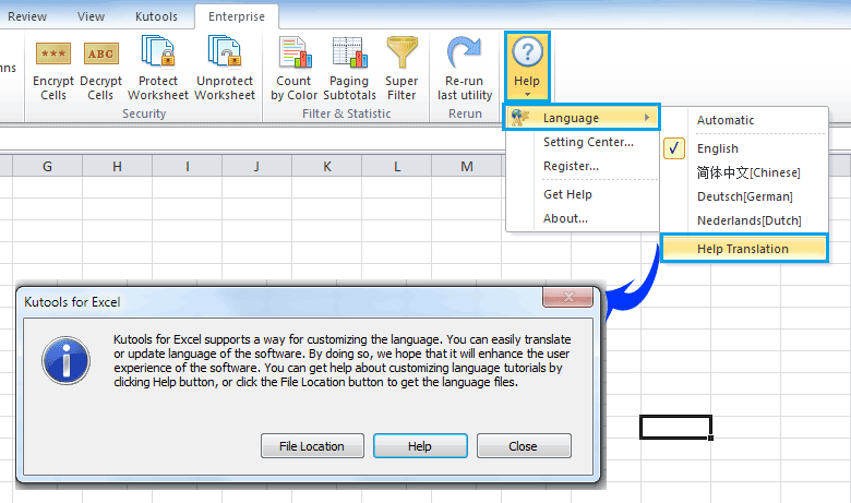 kutools for excel key